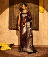 Dark Purple Soft Silk Zari Woven Benarasi Saree